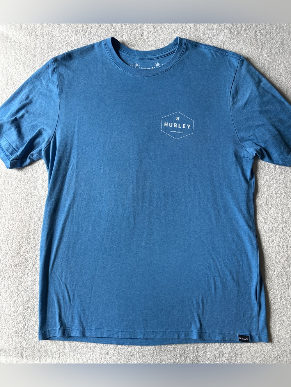 Hurley Men's Slate Blue Short Sleeve Logo Tee, Sz Medium